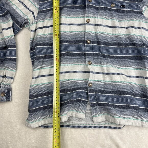 Billabong Hooded Button Shirt Men's XL Black Blue Hoodie Long Sleeve Striped - Picture 8 of 8